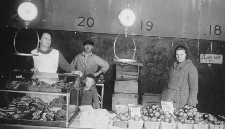 USA, food market, 1920